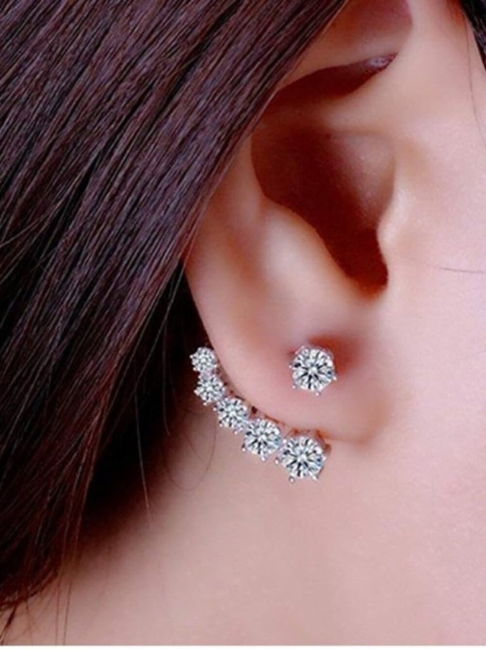 925 Sterling Silver Crystal Climber Earrings